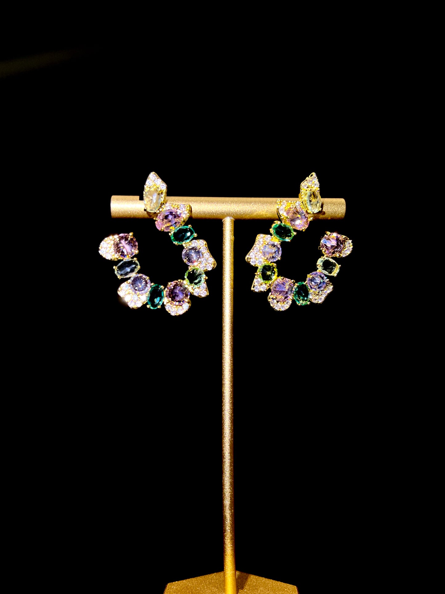 Rainbow Zircon Earrings: Feminine & Dazzling