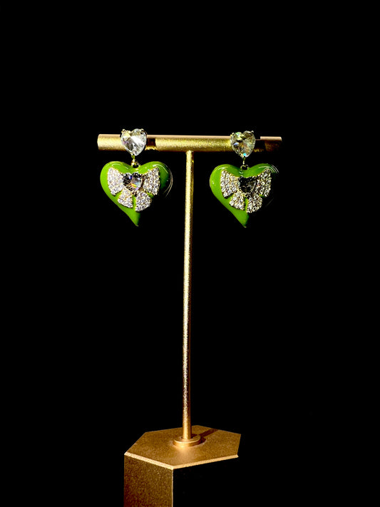 Adorable Green Peach Heart Earrings: Unique Style