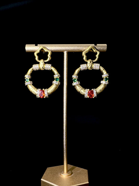 18K Gold-Plated Czech Gemstone Earrings: Luxury & Elegance