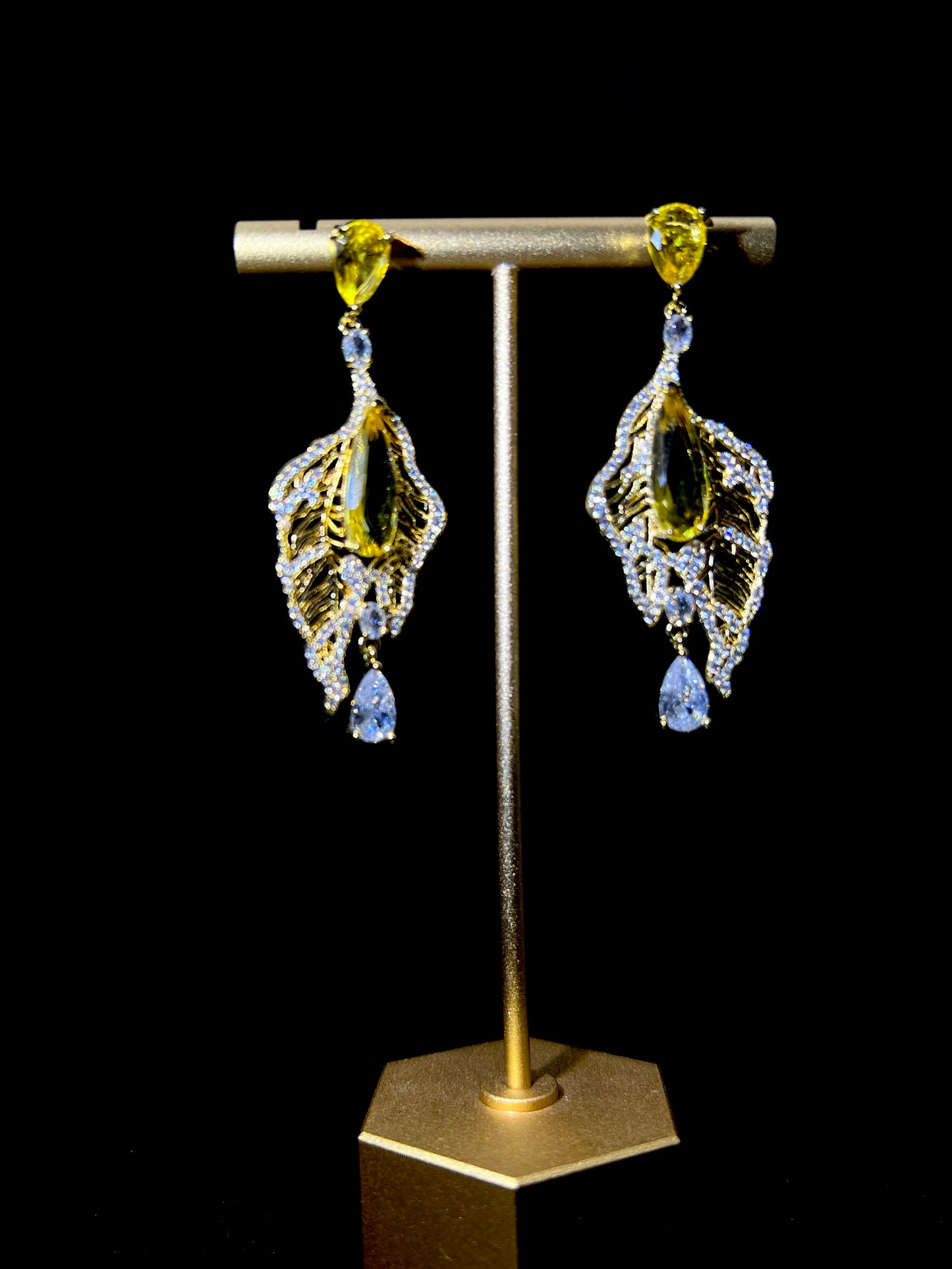 Golden Glass Zircon Leaves Earrings: Exquisite Elegance for Every Style