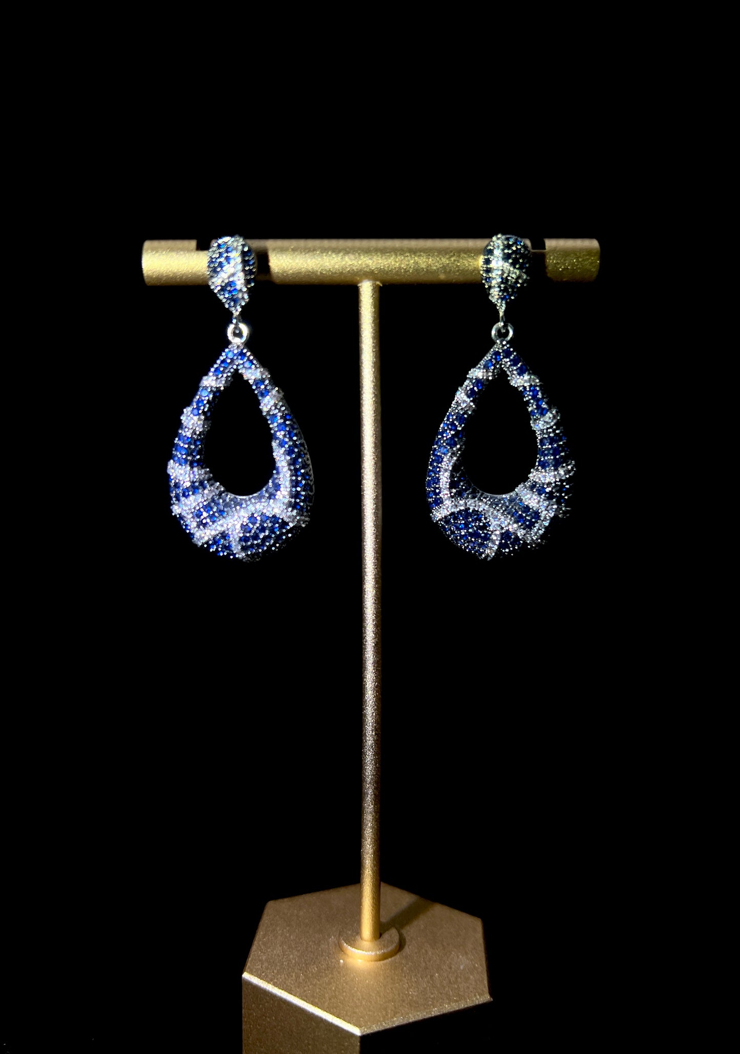 Azure Ripple Hoops: Zircon-Inlaid 925 Silver Masterpieces